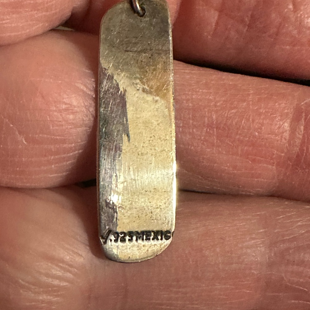 Sterling Silver & Copper Etched Tree Design Dangle Earrings 1.25"  Mexico - Picture 5 of 5